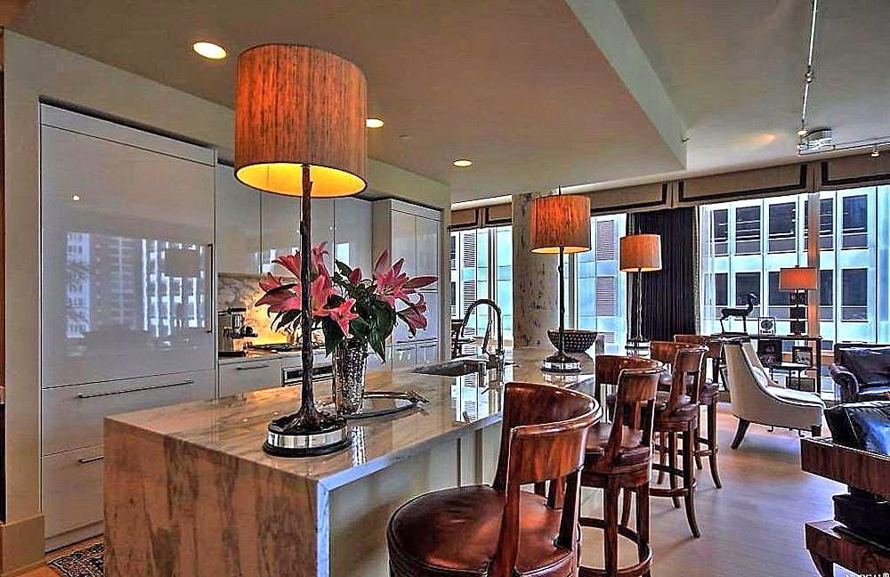 San Francisco Condo Kitchen Bar & Living Room