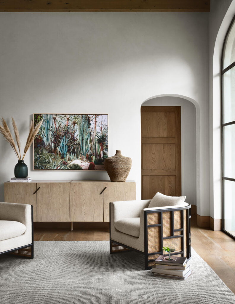 Four Hands June Chair, Javier Sideboard, Lost 2 by Karin Bos, Bodhi Basket, Amaud Rug